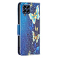 Pikkukuva 2 / 2: Wonderland Samsung Galaxy M53 5G flip kuoret - Kultainen Perhosia Blue