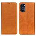 Miniatyrbillede 1 af 2: Motorola Moto G (2022) flip etui i ægte læder med pung – Brun Brown