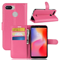 Miniatyrbillede 1 af 2: Xiaomi Redmi 6 mobiletui i kunstlæder med Litchi tekstur og pung - Rosa Pink