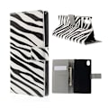 Miniatyrbillede 1 af 2: Moberg Sony Xperia M4 Aqua Læder Etui med Kortholder - Zebra Striber Multicolor