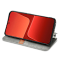 Pikkukuva 5 / 6: Nahkakotelo With A Stylish Rhombus Imprint For Xiaomi 13 - Harmaa Silver grey