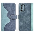 Miniatyrbillede 1 af 2: To Farvet Læder Flip Case til Motorola Moto G Stylus 5g (2022) - Blå Blue