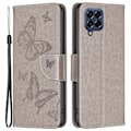 Miniatyrbild 1 av 2: Butterfly läder Samsung Galaxy M53 5G fodral - Silver/Grå Silvergrå