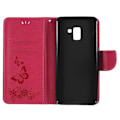 Miniatyrbillede 2 af 2: Samsung Galaxy A8 (2018) imprinted sommerfugl Blomster PU læder flip etui - Rose Pink