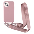 Pikkukuva 1 / 2: Ohut TPU-kotelo, jossa on mattapinta ja säädettävä hihna iPhone 13:lle - Syvä Vaaleanpunainen Pink