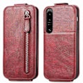 Pikkukuva 1 / 2: Vertical Flip Phone Suojakotelo With Zipper For Sony Xperia 1 IV - Punainen Red