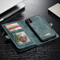 Pikkukuva 2 / 2: iPhone XS CASEME 2in1 haljais nahkainen lompakko suojakotelo missä useat kortti paikat ja kolikko tasku - Sininen Blue