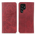 Miniatyrbillede 1 af 2: Flip Etui med Pung i ægte Læder til Samsung Galaxy S22 Ultra - Rød Red