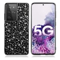 Miniatyrbillede 1 af 2: Glitter Samsung Galaxy S21 Ultra Etui - Sort Black