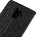 Miniatyrbillede 2 af 2: Samsung Galaxy A6 mobiletui i lædermateriale med indprintet sommerfugle mønster - Sort Black