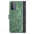 Miniatyrbillede 2 af 2: To Farvet Læder Flip Case til Motorola Moto G52 - Grøn Green