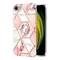 Pikkukuva 1 / 2: Marble Patterned Suojakuori With Ring Holder For iPhone Se (2022) / 2020 / 8 - Pink Flowers Pink