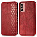 Miniatyrbillede 1 af 2: Læder Etui med A Stilfuldt Rhombus Tryk til Samsung Galaxy M13 4g - Rød Red