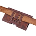 Miniatyrbillede 2 af 2: Universal taljetaske i læder til smartphones på 4,9-6,5 tommer - Brun Størrelse: Xl Brown