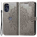 Miniatyrbild 1 av 2: Mandala läder Motorola Moto G (2022) fodral - Silver/Grå Silvergrå