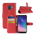 Pikkukuva 1 / 2: Samsung Galaxy A6 Liitsihedelmän Jyvä PU Nahka Lompakko Kuori - Punainen Red