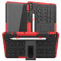 Miniatyrbild 1 av 2: Däckmönstrat kickstand-fodral för Huawei MatePad 10.4 - Röd Röd