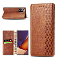 Miniatyrbillede 1 af 2: Læder Etui med A Stilfuldt Rhombus Tryk til Samsung Galaxy Note 20 Ultra 5G / Note 20 Ultra - Brun Brown