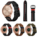 Miniatyrbild 2 av 2: Garmin Vivoactive3 / Vivomove HR klockarmband i äkta läder med sömmar - Svart Svart