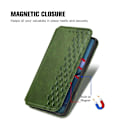 Pikkukuva 6 / 6: Nahkakotelo With A Stylish Rhombus Imprint For Motorola Edge 30 Pro - Vihreä Green