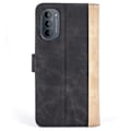 Miniatyrbillede 2 af 2: To Farvet Læder Flip Case til Motorola Moto G52 - Sort Black
