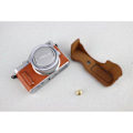 Miniatyrbillede 2 af 2: Panasonic Lumix DC-GF10 halvt kamera beskyttelsesetui i læder - Brun Brown