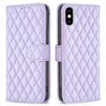 Pikkukuva 1 / 2: Rombuskuvioinen matta läppäkotelo iPhone Xs Max - Violetti Purple