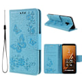 Miniatyrbillede 1 af 2: Samsung Galaxy A8 (2018) imprinted sommerfugl Blomster PU læder flip etui - blå Blue