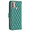 Miniatyrbillede 2 af 2: Rhombus Mønster Matte Flip Case til Motorola Moto E30 / E40 - Grøn Green