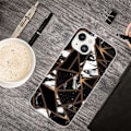 Miniatyrbillede 2 af 2: iPhone 14 6,1 tommer A Blacke Flisefragmenterarble Pattern Case IMD Soft Flexible Drop Protective Cover Shell - Sorte Flisefragmenter Black