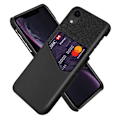 Miniatyrbillede 1 af 2: KSQ Bumpresistent and PU and Cloth Hybrid telefonbagcover Shell with Card Slot iPhone XR 6.1 inch - Sort Black