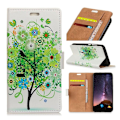 Miniatyrbillede 1 af 2: iPhone Xr mønster print læder flip cover - Grønne Blomster Træ Fuglebur Green