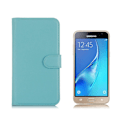 Pikkukuva 1 / 2: Samsung Galaxy J3 / J3 (2016) Litsi Pintainen Nahkakotelo - Vaaleansininen Blue