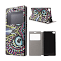 Miniatyrbillede 1 af 2: Moberg View Huawei Ascend P8 Læder Flip Etui - Farvet Ugle Multicolor