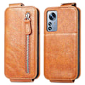 Pikkukuva 1 / 6: Vertical Flip Phone Suojakotelo With Zipper For Xiaomi 12S Pro / 12 Pro - Ruskea Brown