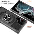 Miniatyrbillede 2 af 6: Slidstærkt cover i hård plast med blød inderside og kickstand til Samsung Galaxy S22 Ultra - Sort Black
