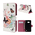 Miniatyrbillede 1 af 2: Moberg Microsoft Lumia 550 Læder Etui - Sommerfugle og Cirkler Multicolor