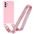 Pikkukuva 1 / 2: Ohut TPU-kotelo, jossa on mattapinta ja säädettävä hihna Samsung Galaxy M32 5G / A32 5G - Pinkki Pink
