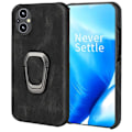 Miniatyrbillede 1 af 2: Stødsikkert lædercover med oval støttefod til OnePlus Nord N20 5G - Sort Black