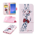 Miniatyrbillede 1 af 2: Samsung Galaxy J3 (2017) Læder etui med flot motiv - Giraf med briller Multicolor
