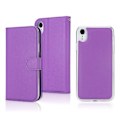 Miniatyrbillede 1 af 2: iPhone Xr flip cover i læder med krydsstruktur - Lilla Purple