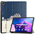 Miniatyrbild 1 av 2: Lenovo Tab M10 Plus (Gen 3) läderfodral med trefaldigt mönster - Katt Blå
