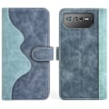 Miniatyrbillede 1 af 2: To-farvet Asus ROG Phone 6 læderetui - Blå Blue