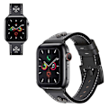 Miniatyrbillede 1 af 2: Apple Watch Series 5 / 4 44mm ægte cross style læderurrem - Sort Black