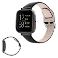 Pikkukuva 1 / 2: Fitbit Versa 3 / Sense aito nahkainen ranneke - Musta Black