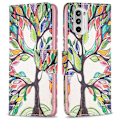 Miniatyrbillede 1 af 2: Wonderland Motorola Moto G52 flip etui - Livstræ Multicolor