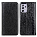 Miniatyrbillede 1 af 2: Samsung Galaxy A73 ægte læderetui med magnetisk lukning - Sort Black