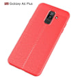 Miniatyrbillede 2 af 2: Samsung Galaxy A6 Plus beskyttelsesetui i plastik og silikone med nupret Litchi overflade - Rød Red