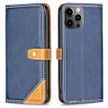 Pikkukuva 1 / 2: BINFEN kaksivärinen nahkakotelo iPhone 12 / iPhone 12 Pro - Sininen Blue