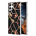 Miniatyrbillede 1 af 2: Marble Samsung Galaxy S23 Ultra Etui - Sorte Blomster Black